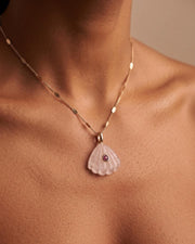Rose Quartz Shell Gold Necklace — image 2