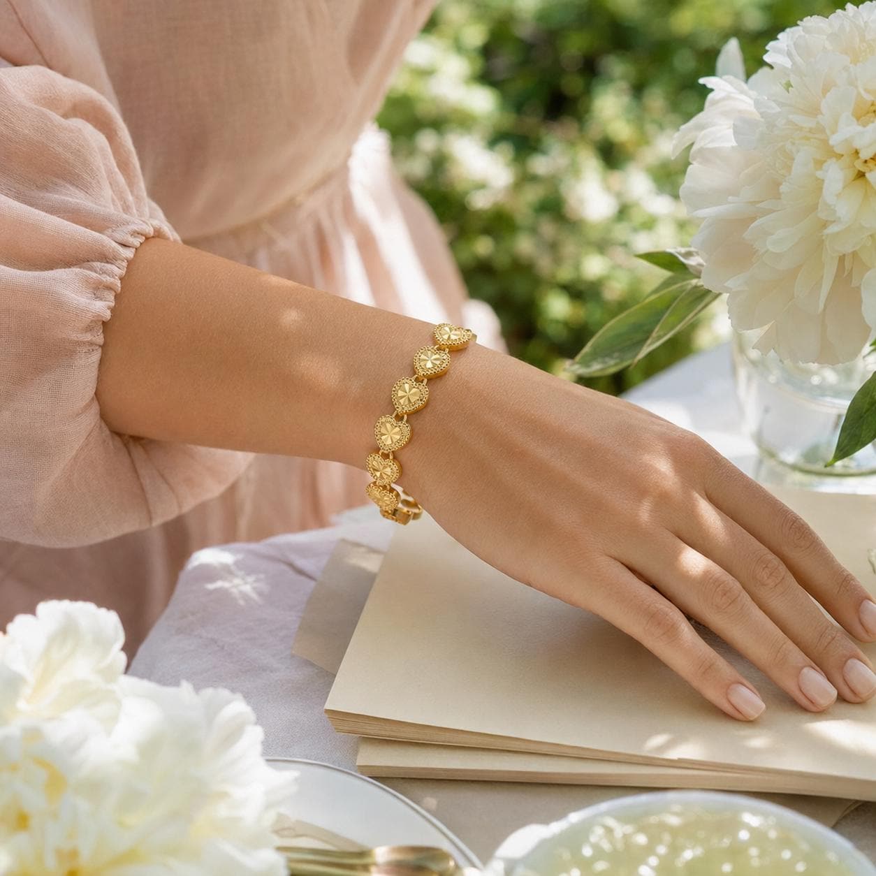 Wedding Heart Gold Bangle — image 8