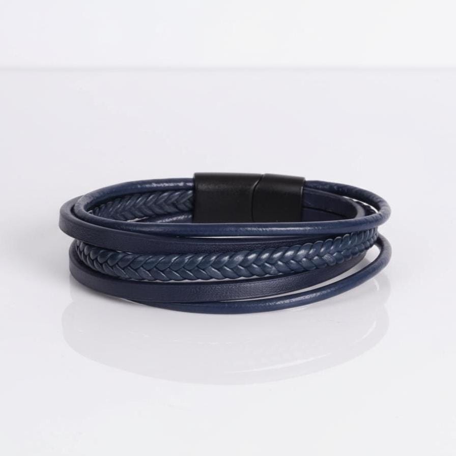 Navy Multi-Strand Leather Bracelet — image 1