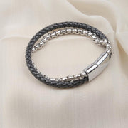 Silver Chain & Braided Leather Bracelet — image 5