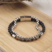 Tiger Eye & Onyx Silver Chain Bracelet — image 2