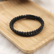 Matte Black Onyx Leather Bracelet — image 5