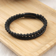 Matte Black Onyx Leather Bracelet — image 6