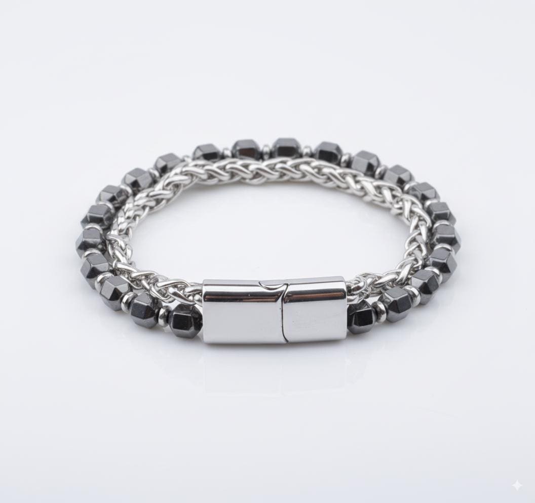 Hematite & Silver Chain Bracelet — image 1