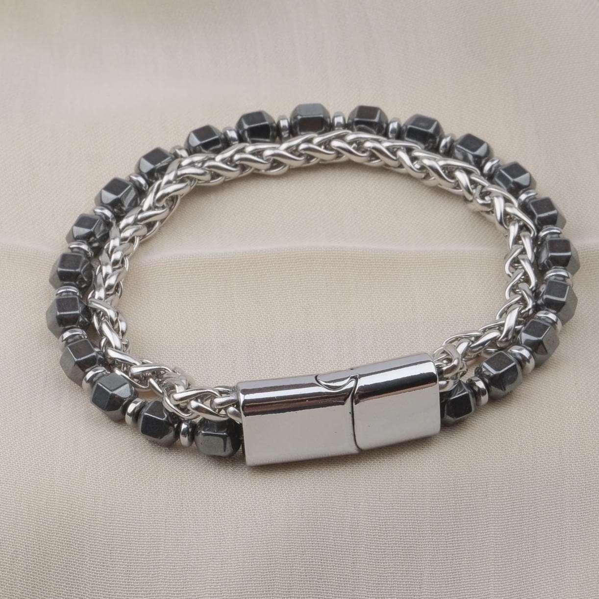 Hematite & Silver Chain Bracelet — image 7