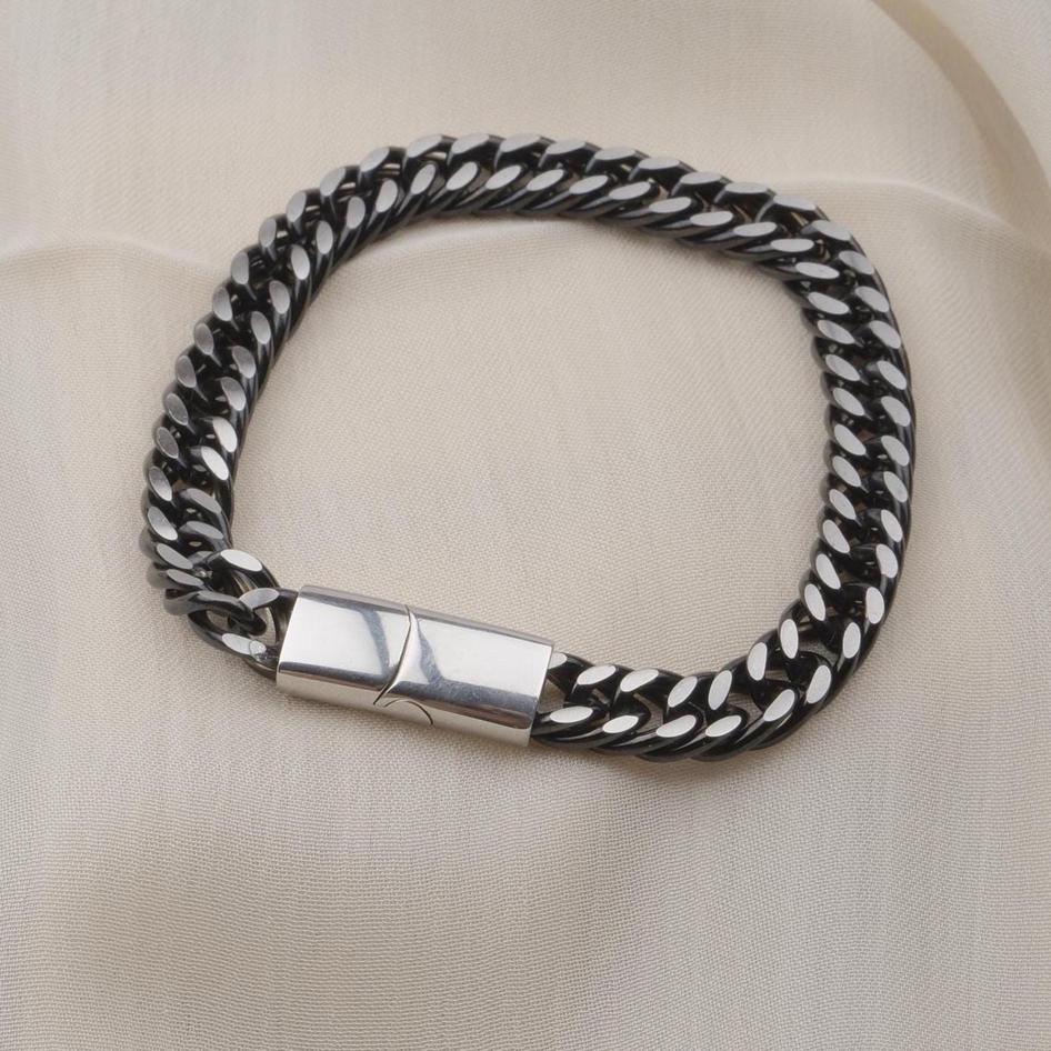 Men’s Cuban Chain Bracelet – Black or Silver — image 4