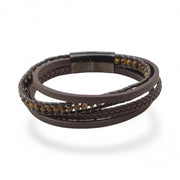 Tiger Eye Multi-Strand Leather Bracelet — image 2