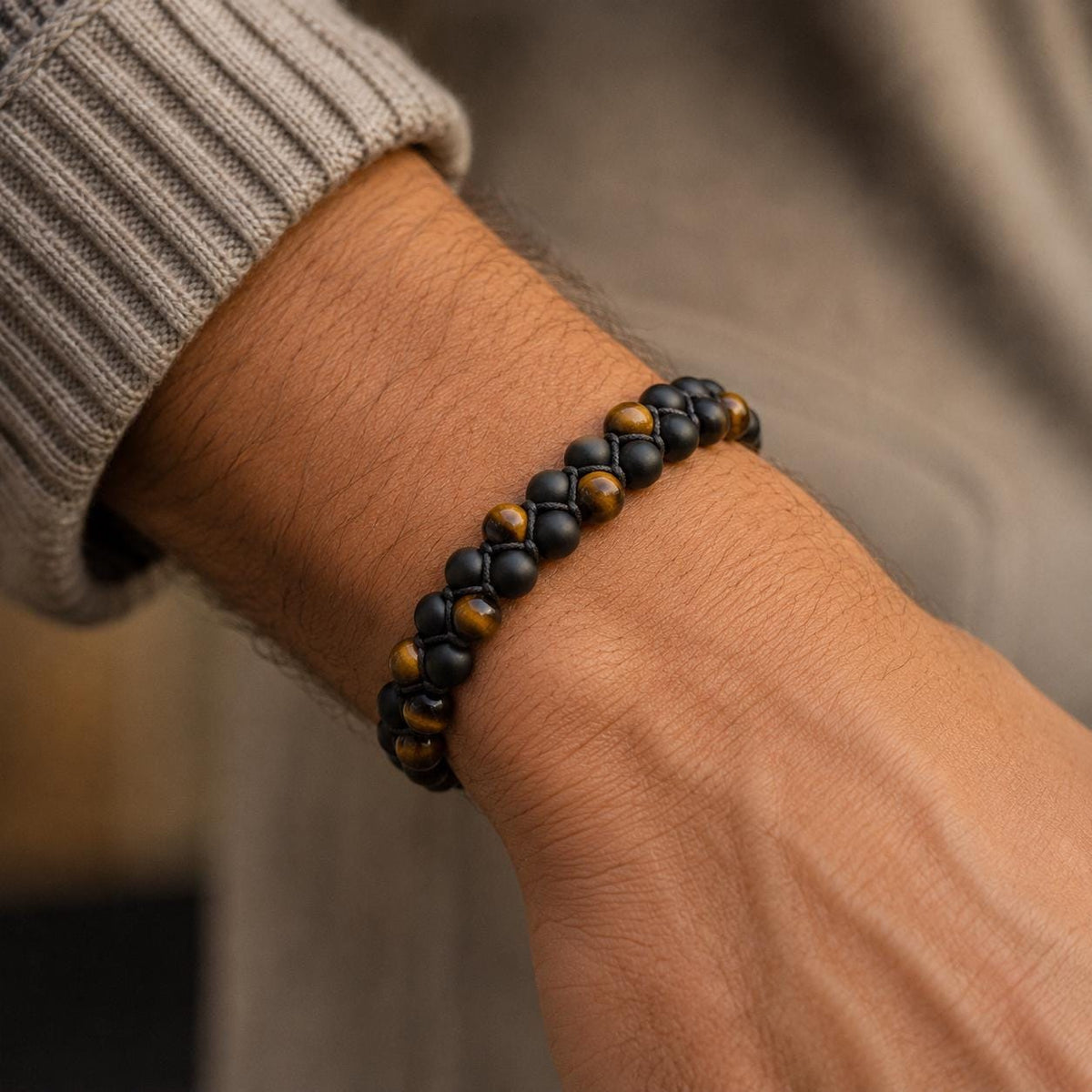Tiger Eye & Onyx Cord Bracelet — image 2