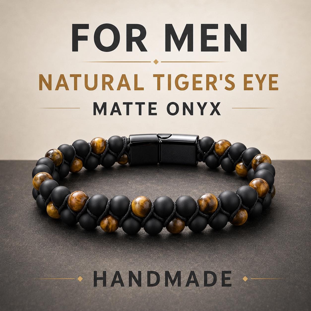 Tiger Eye & Onyx Cord Bracelet — image 3