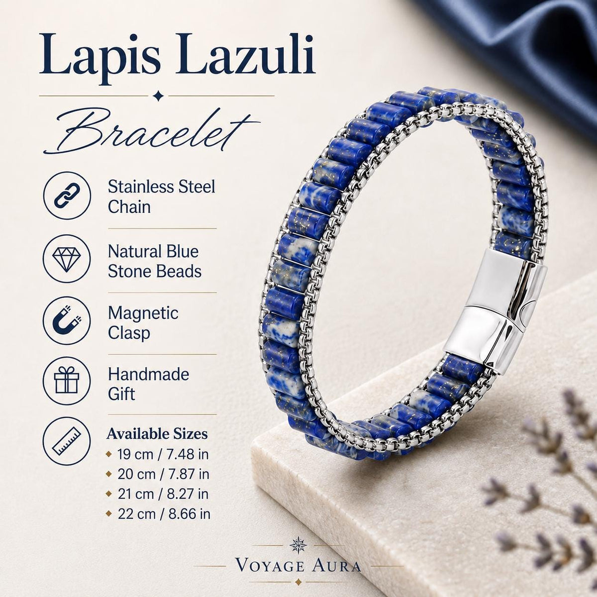 Lapis Lazuli Leather Bracelet — image 2