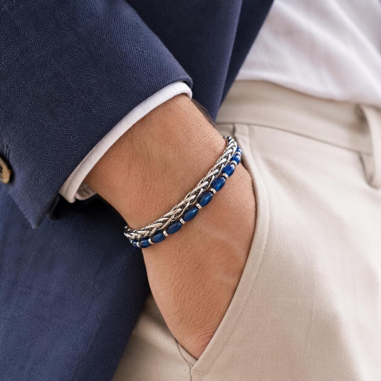 Gemstone Silver Chain Bracelet for Men — image 5