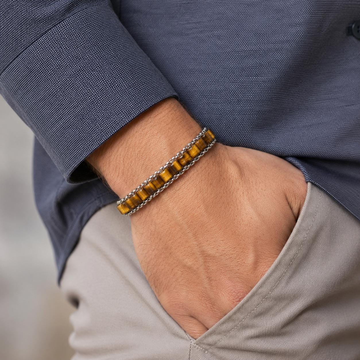 Tiger Eye Woven Bracelet – Men’s Design — image 6