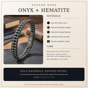 Black Onyx & Hematite Leather Bracelet — image 2