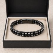 Black Onyx & Hematite Leather Bracelet — image 4