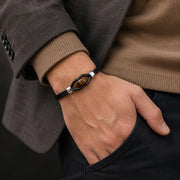 Tiger Eye or Obsidian Leather Bracelet — image 4