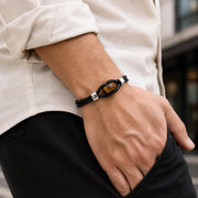 Tiger Eye or Obsidian Leather Bracelet — image 8