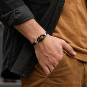 Tiger Eye or Obsidian Leather Bracelet — image 1