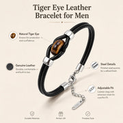 Tiger Eye or Obsidian Leather Bracelet — image 5