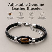 Tiger Eye or Obsidian Leather Bracelet — image 7