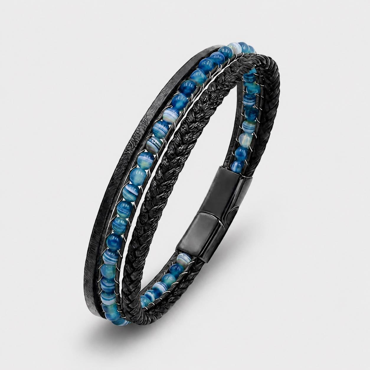 Blue Madagascar Stone Leather Bracelet — image 10