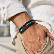 Blue Madagascar Stone Leather Bracelet — image 1