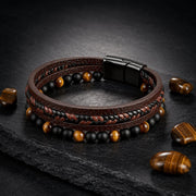 Tiger Eye & Onyx Leather Bracelet — image 4