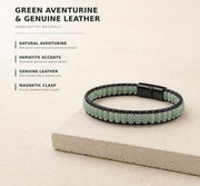 Green Aventurine & Hematite Leather Bracelet — image 6