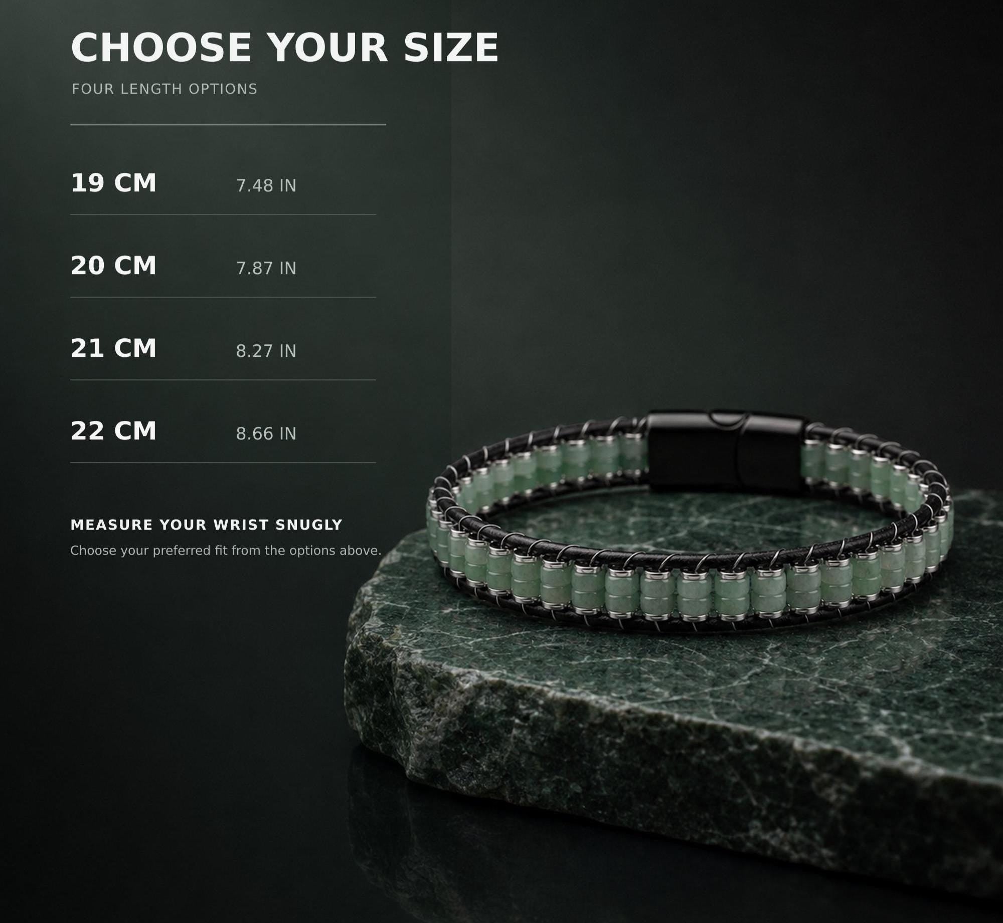 Green Aventurine & Hematite Leather Bracelet — image 8