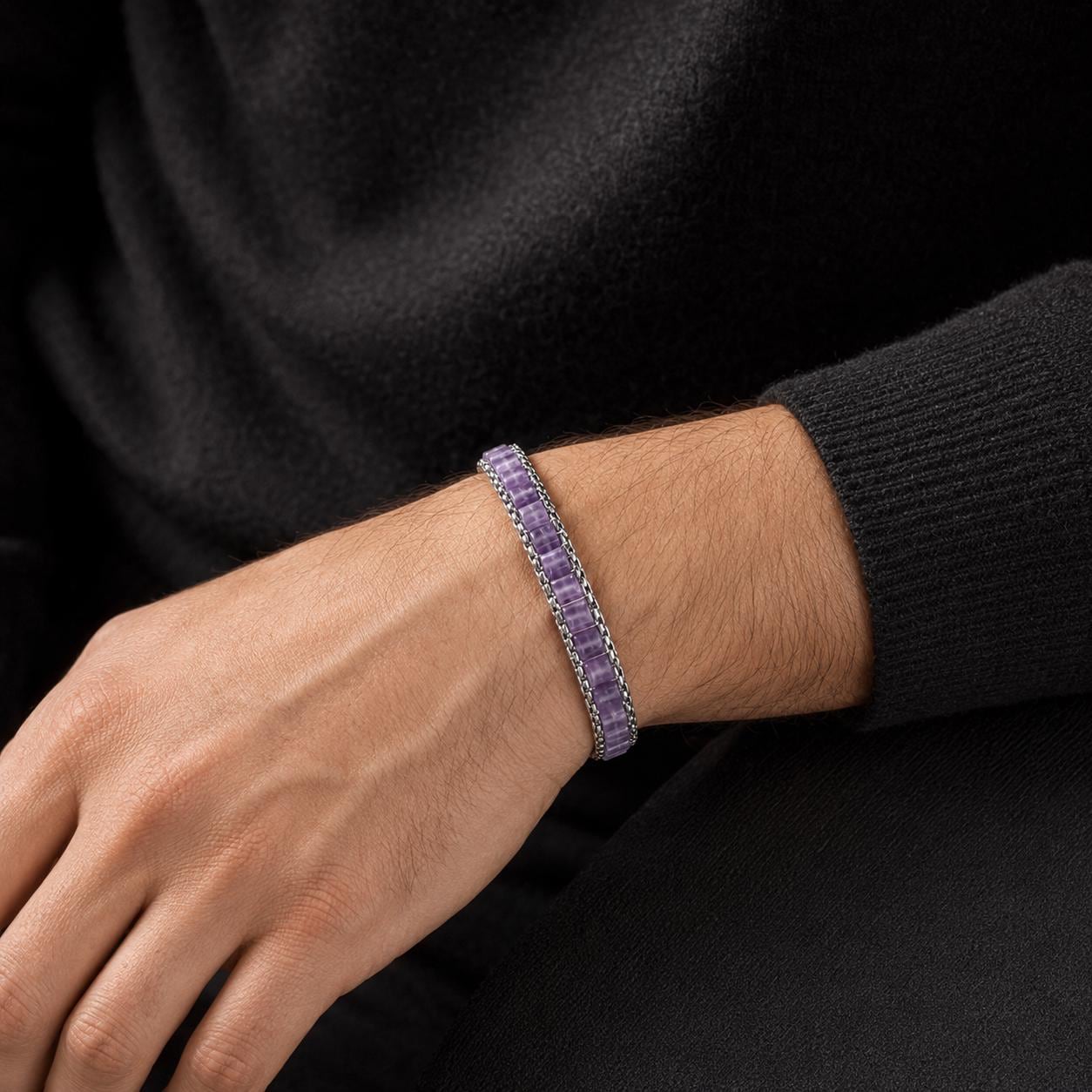 Amethyst Chain Bracelet – Purple Stone — image 8