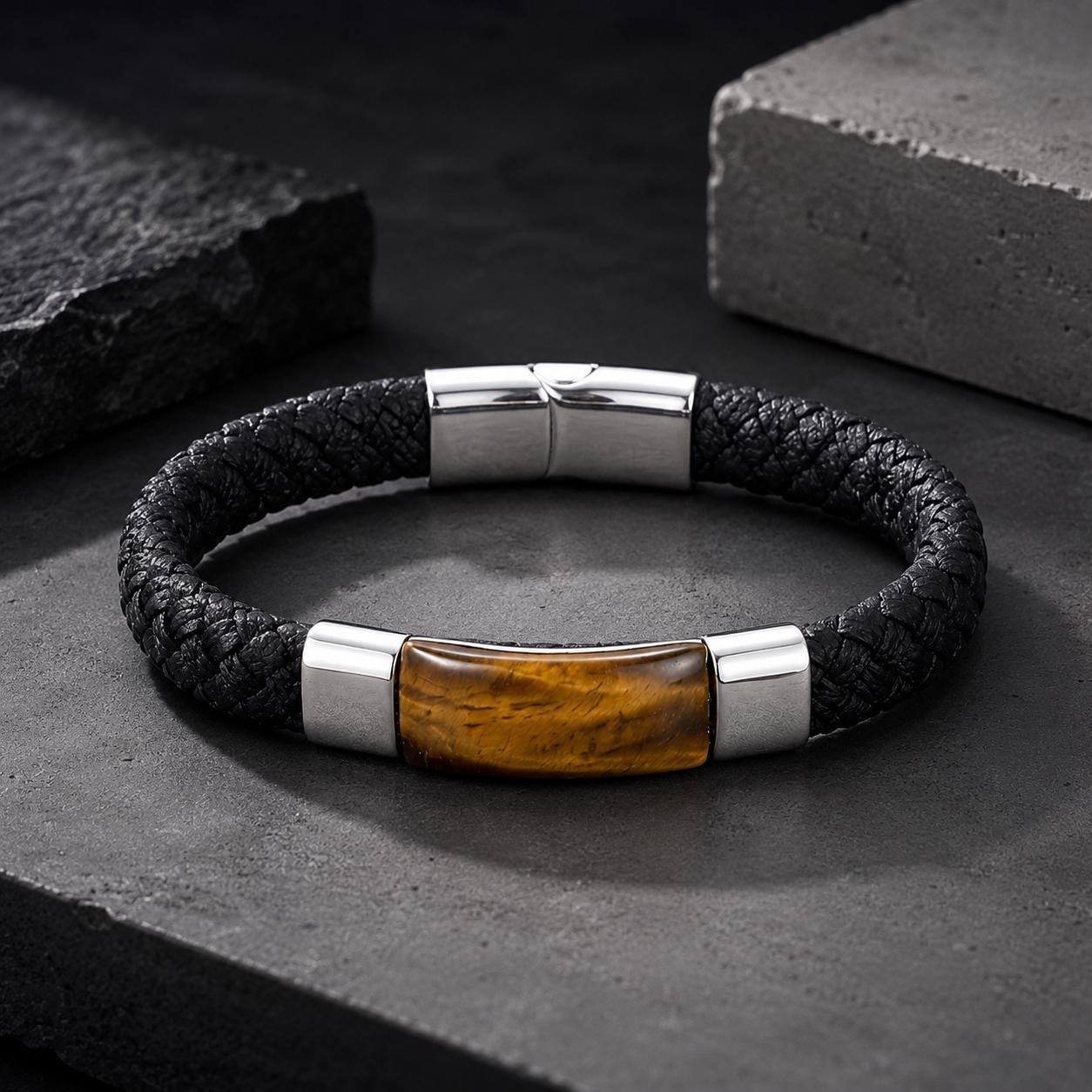 Tiger Eye Braided Leather Bracelet — image 8