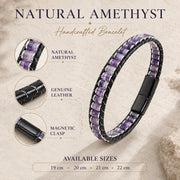 Amethyst Leather Bracelet – Purple Stone — image 8