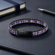 Amethyst Leather Bracelet – Purple Stone — image 5