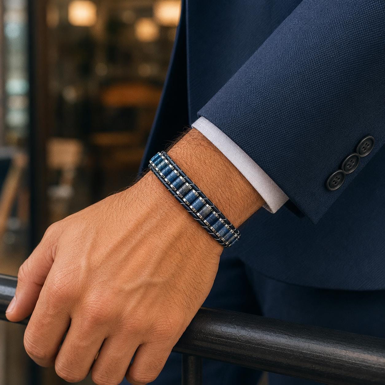 Lapis Lazuli Leather Bracelet — image 6