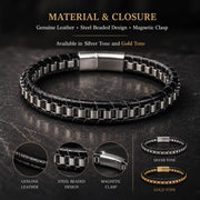 Men’s Black Braided Leather Bracelet — image 3