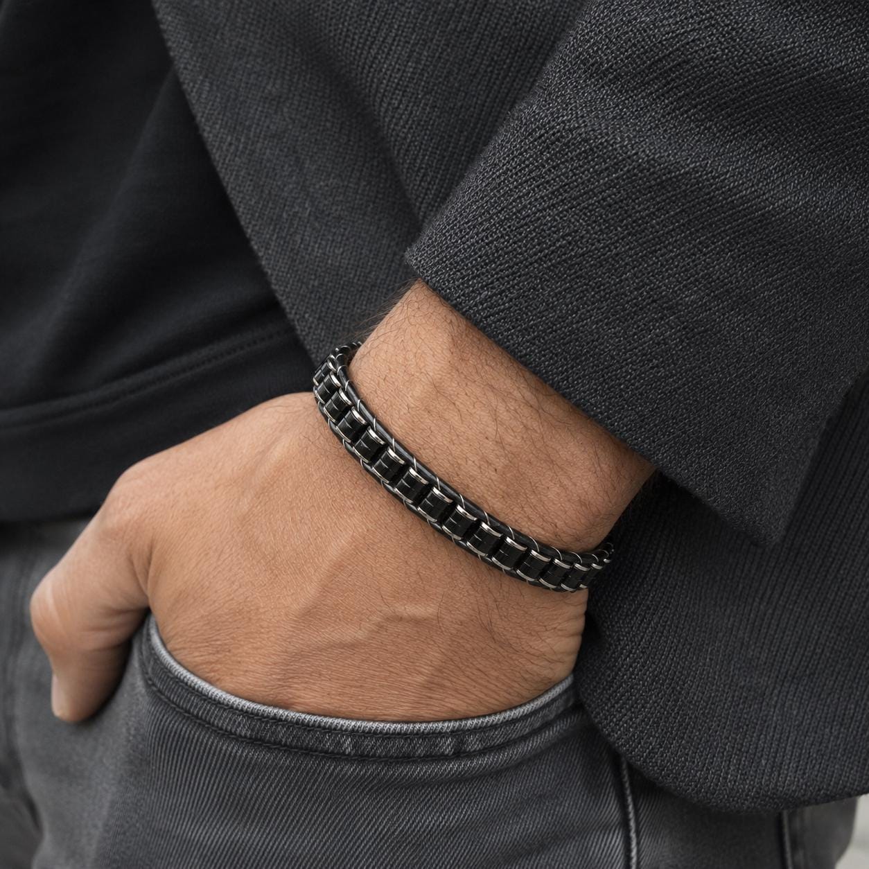 Onyx & Hematite Cord Bracelet for Men — image 6