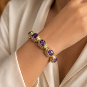 Purple Stone Gold Statement Cuff — image 1