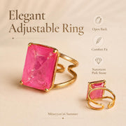 Pink Emerald-Cut Crystal Gold Ring — image 6