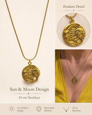 Embroidered Sun Gold Pendant Necklace — image 5