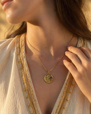 Embroidered Sun Gold Pendant Necklace — image 6