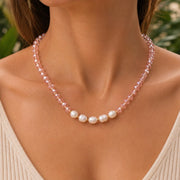Freshwater Pearl & Pink Crystal Necklace — image 3