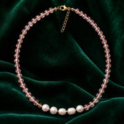 Freshwater Pearl & Pink Crystal Necklace — image 10