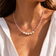 Freshwater Pearl & Pink Crystal Necklace — image 1