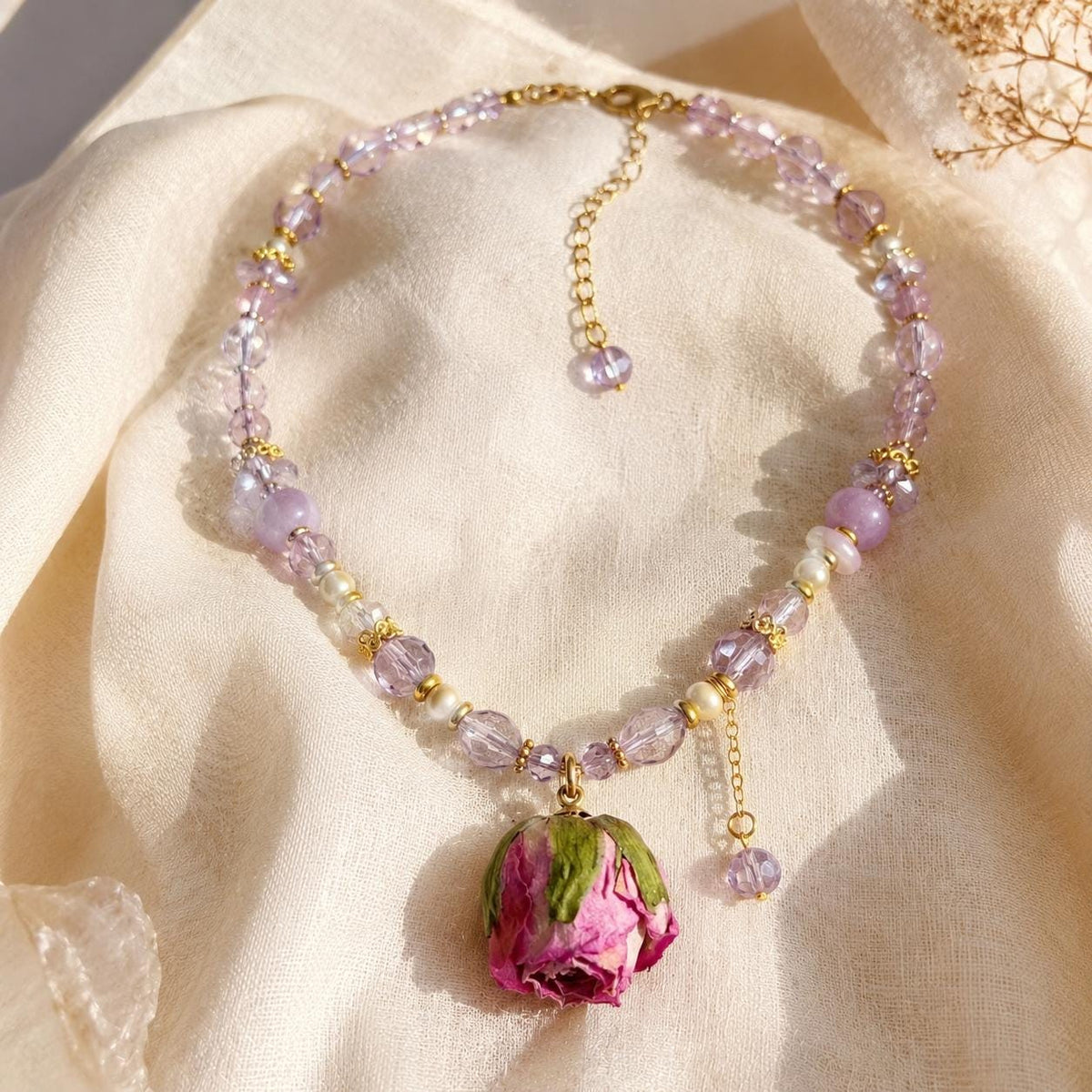 Dried Rose Quartz & Pearl Necklace — image 6