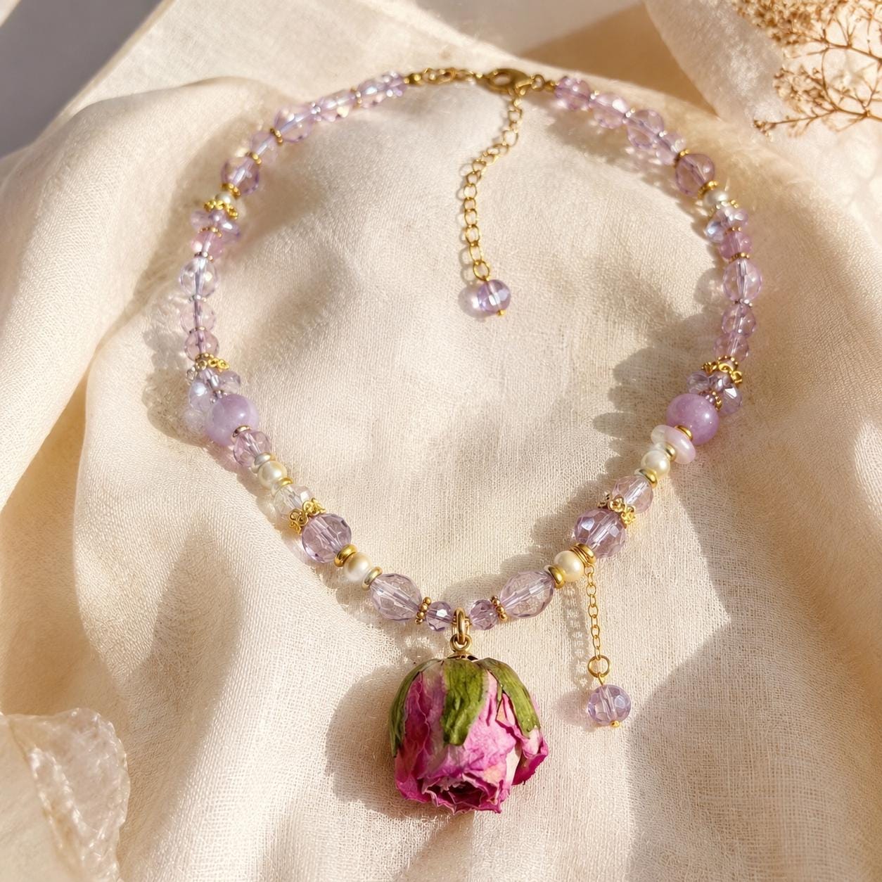 Dried Rose Quartz & Pearl Necklace — image 6