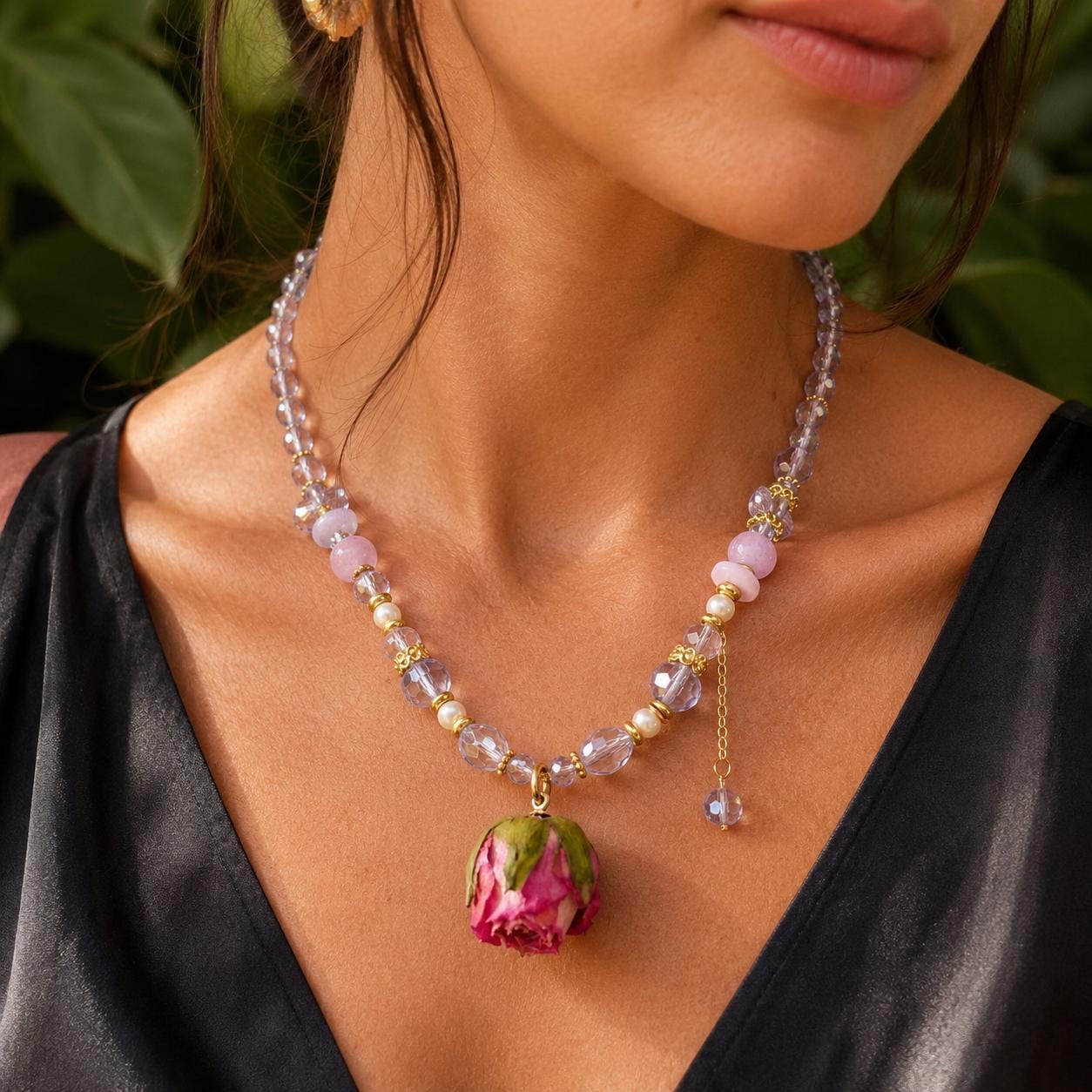 Dried Rose Quartz & Pearl Necklace — image 9