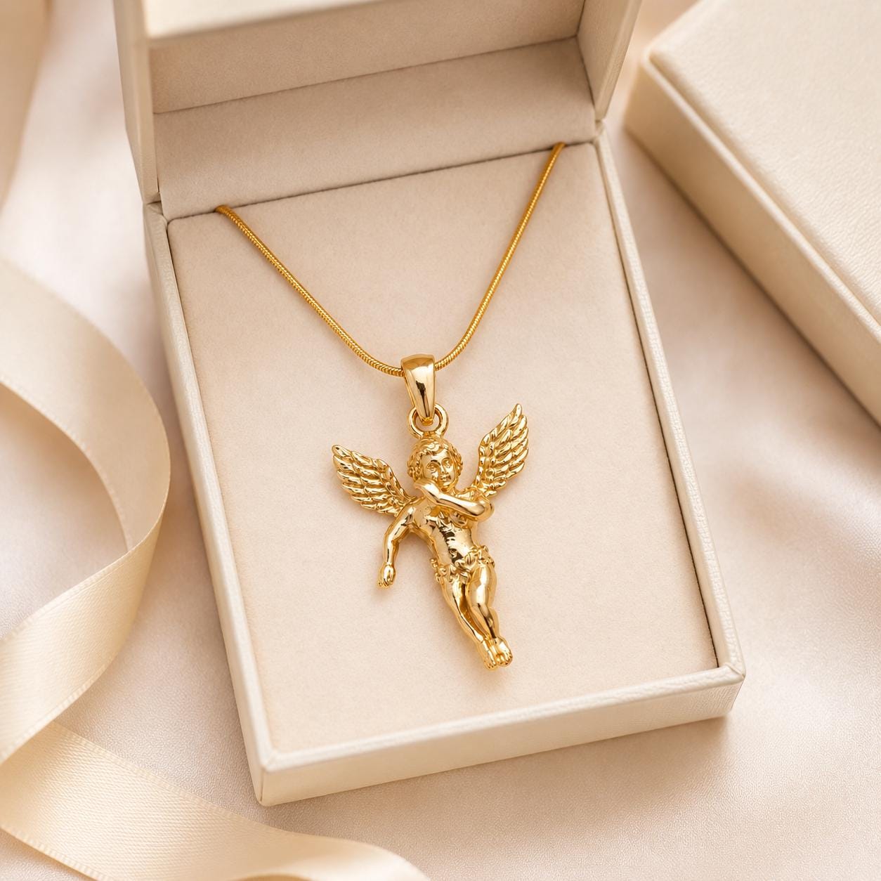 Cherub Angel Gold Pendant Necklace — image 8