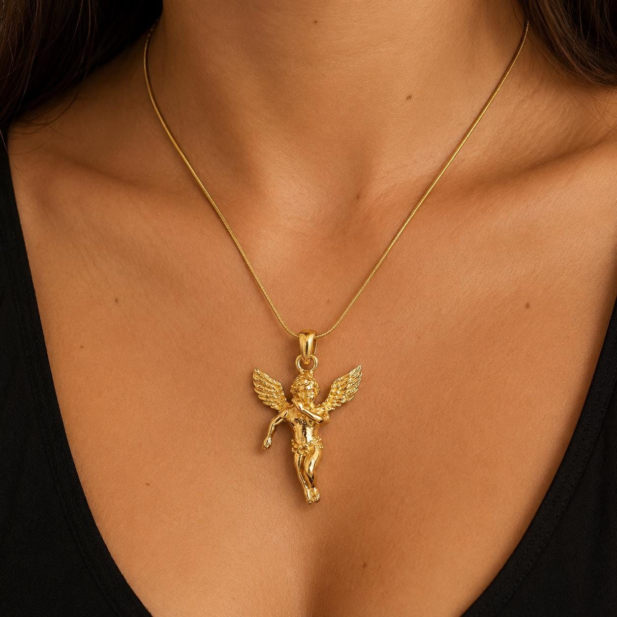 Cherub Angel Gold Pendant Necklace — image 4