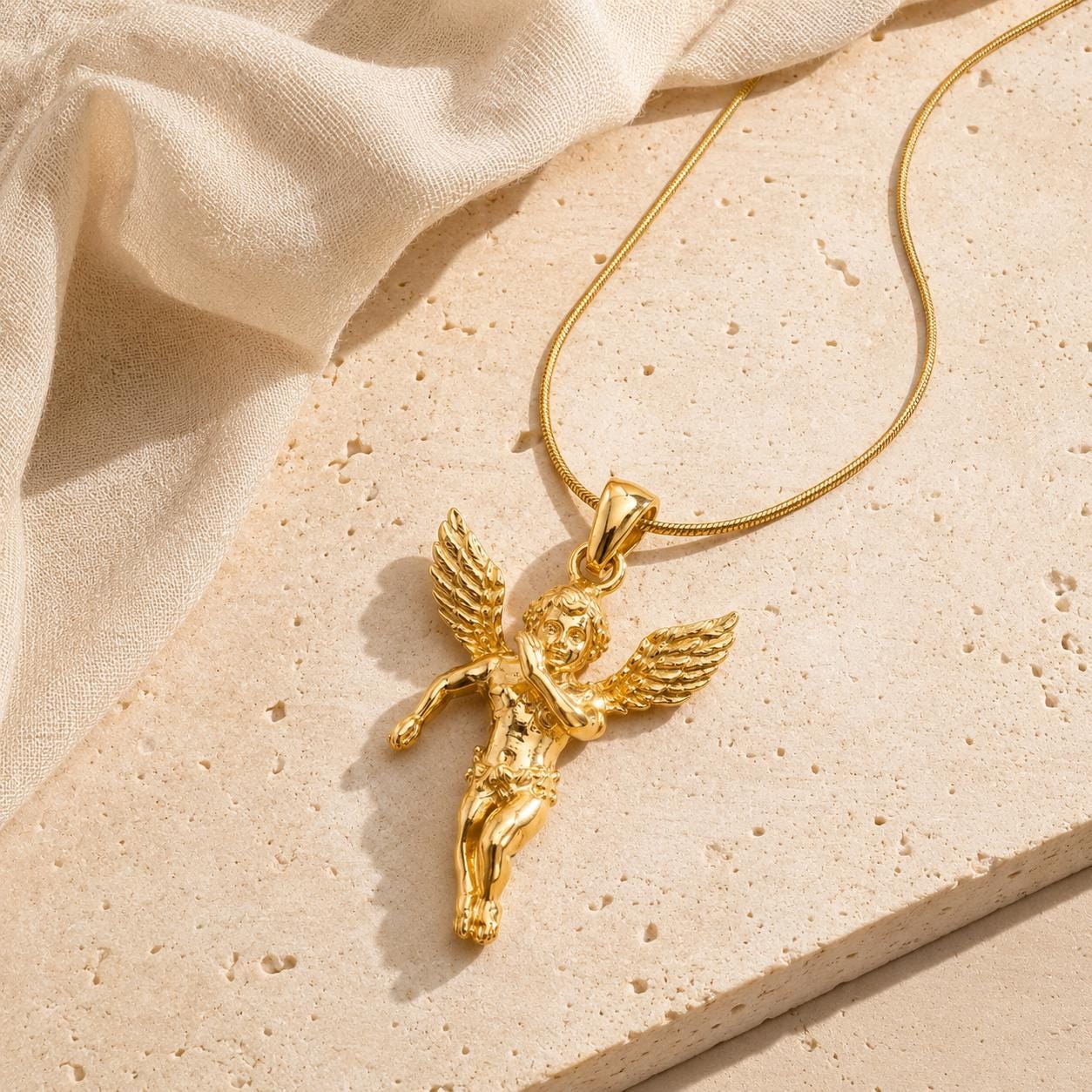 Cherub Angel Gold Pendant Necklace — image 6
