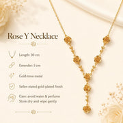 Victorian Rose Y Necklace – Gold — image 5
