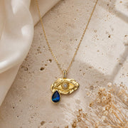 Blue Crystal Eye Gold Pendant Necklace — image 6